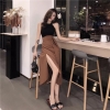 Womens Open Facet Cut up Waistband Bow Ladies Skirt Style
