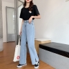 Summer season Girls Excessive Cut up Denim Pants Straight