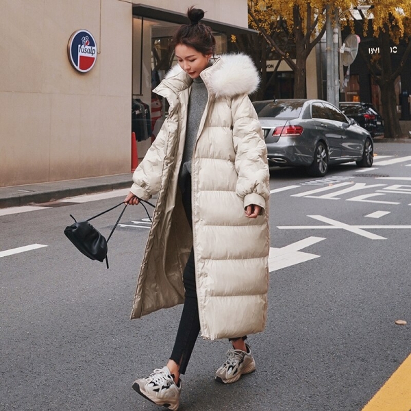 Winter feminine Korean zipper Fake fur Hooded Lengthy Parker