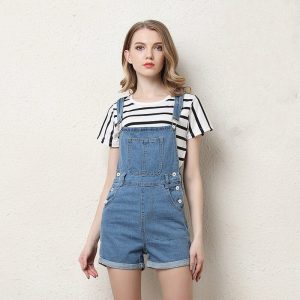 Denim Overalls Fashion Playsuit Dungarees High Waist