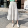 Beiyingni Vintage Casual Pleated Skirt Women Patchwork Long High Waist Midi Cake Skirt Elegant Harajuku Saias Faldas Maxi Jupe