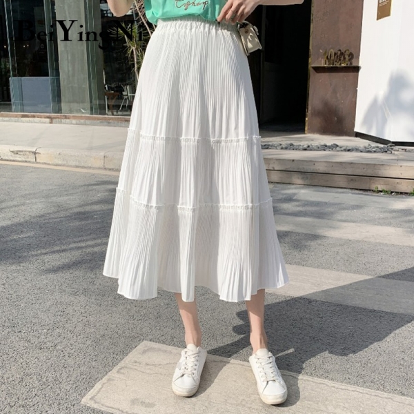 Beiyingni Vintage Casual Pleated Skirt Women Patchwork Long High Waist Midi Cake Skirt Elegant Harajuku Saias Faldas Maxi Jupe 1 Beiyingni Vintage Casual Pleated Skirt Women Patchwork Long High Waist Midi Cake Skirt Elegant Harajuku Saias Faldas Maxi Jupe