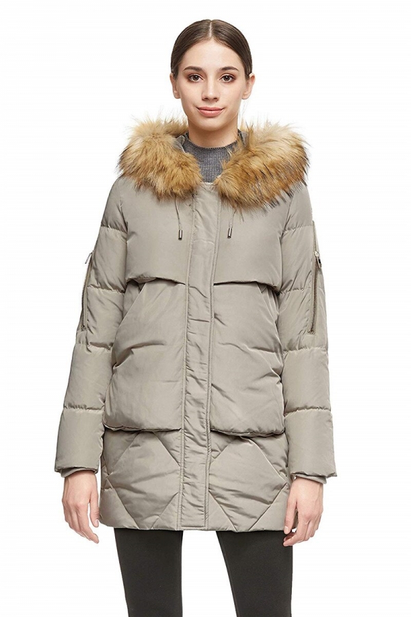 Ladies Jacket with Detachable Fur Hood Giant Pockets Ladies Jacket with Detachable Fur Hood Giant Pockets