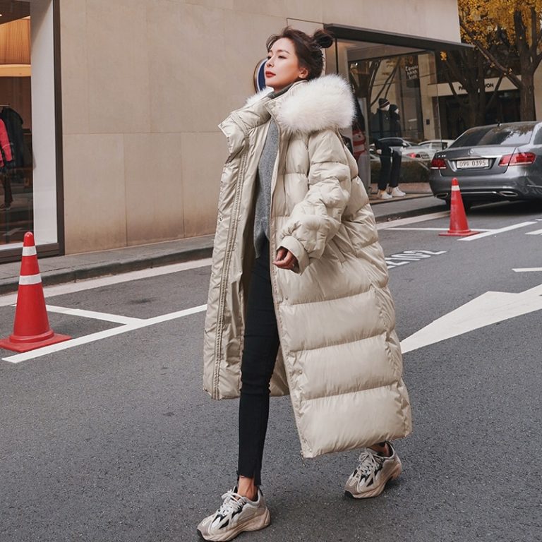 Winter feminine Korean zipper Fake fur Hooded Lengthy Parker