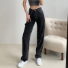 Mild Blue Washed Retro Excessive Waist Straight Overalls