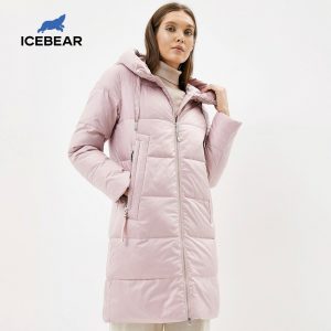 Stylish hooded women’s winter jacket with zipper closure and pockets, perfect for cold weather comfort. 