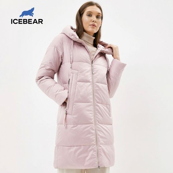 icebear 2020 new winter women's jacket ladies fashion coat high quality women's coat brand clothing GWD20309I Stylish hooded women’s winter jacket with zipper closure and pockets, perfect for cold weather comfort.