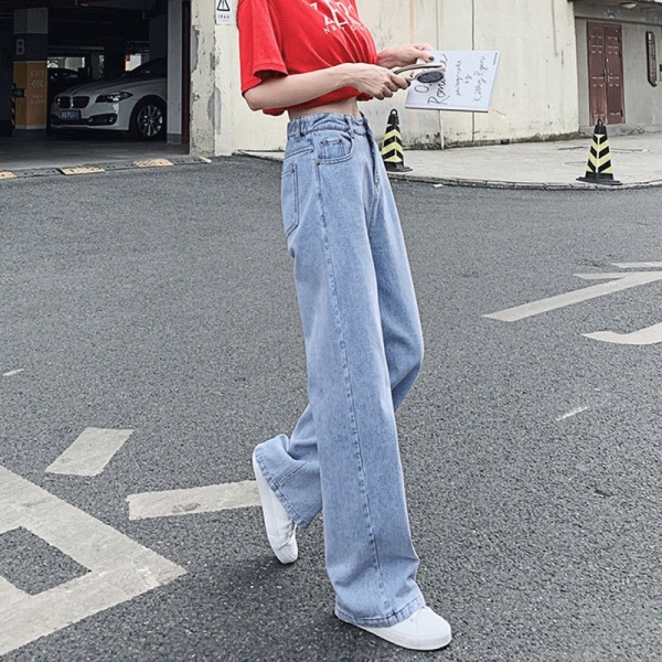Wide Leg Pants Mom Jeans Women's Ripped Boyfriend High Waist Straight Leg Streetwear Taille Haute Pantalon Femme Pantalon 1 Trendy High Waist Ripped Boyfriend Jeans - Stylish Streetwear for Women