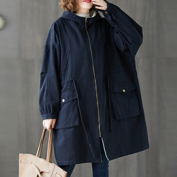Plus Size 4XL 5XL 6XL 7XL Women Jackets Oversize Autumn Winter Thicken Cotton Hoody Outerwear Vintage Zipper Long Windbreaker Plus Size 4XL 5XL 6XL 7XL Women Jackets Oversize Autumn