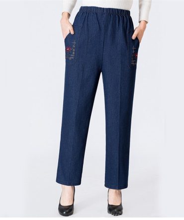Jeans Blue Loose High Waist Jeans New Spring Korean Embroidery Pockets