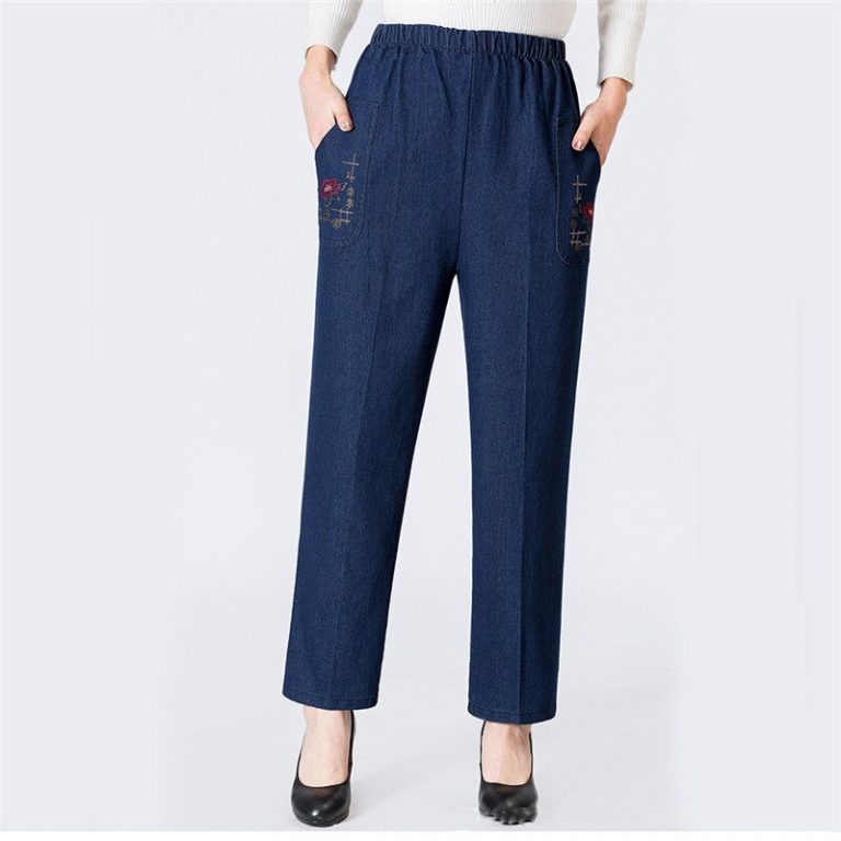 Jeans Blue Loose High Waist Jeans New Spring Korean Embroidery Pockets