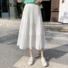 Beiyingni Vintage Casual Pleated Skirt Women Patchwork Long High Waist Midi Cake Skirt Elegant Harajuku Saias Faldas Maxi Jupe