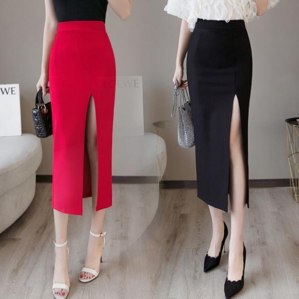 2020 Summer Women Long Skirt Casual Wrap Female Sexy Split High Waist Midi Skirt Office Party Ladies Elegant Plus Size 5XL F22 Wrap Feminine Attractive Cut up Excessive Waist Midi Skirt
