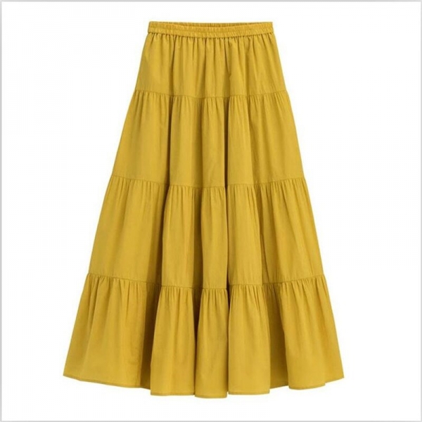 Candy Color Solid Women Long Skirts Sweet Girl Comfortable Loose Cotton Skirts Hot Sell High Street Skirts Plus Size 6XL 7XL 2 Elegance Meets Comfort: Sweet Color Strong Ladies Long Skirts - Your Perfect Companion for Stylish and Comfy Days