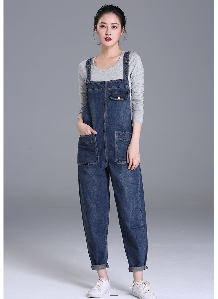 New Spring Autumn Fashion Brand Plus Size L-6XL Jeans Loose Casual Full Length Overalls Big Size Denim Pants Woman Jumpsuits D28 4