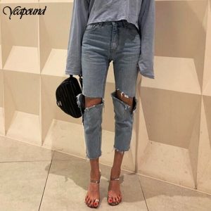 Classic Excessive Waist Straight Denims Pant Girls Streetwear