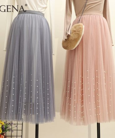 3 Layers Trend Ladies Lengthy Skirt Tulle with Beading 