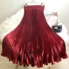 Korean Ladies Trend Pleated Satin Lengthy Skirt