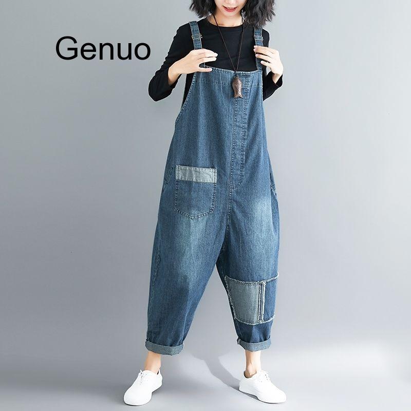 Women Clothing Denim Fabric Patch Rompers Spring/autumn Overalls Women Jumpsuits Suspenders Jeans Women Overalls Female Rompers 3