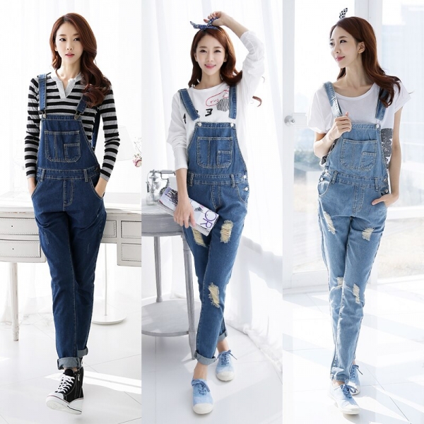 2019 Fall Fashion Brand Style Women Jeans Rompers Macacao Feminino Ripped Jumpsuit denim bib overalls women 1 Fall Style Model Fashion Ladies Denims Rompers