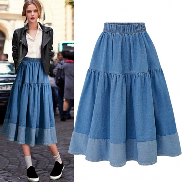 Womail Fashion Women Long Skirts Elastic Waist Pleated Maxi Skirts Beach Boho Vintage Summer High-quality Temperament skirt Womail Style Girls Lengthy Skirts Elastic Waist