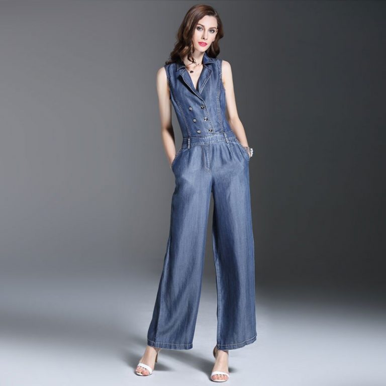 Spring Trend Womens Double Breasted Sleeveless Jumpsuits