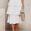 Lengthy Skirt Pink White Korean Fashion Skirts
