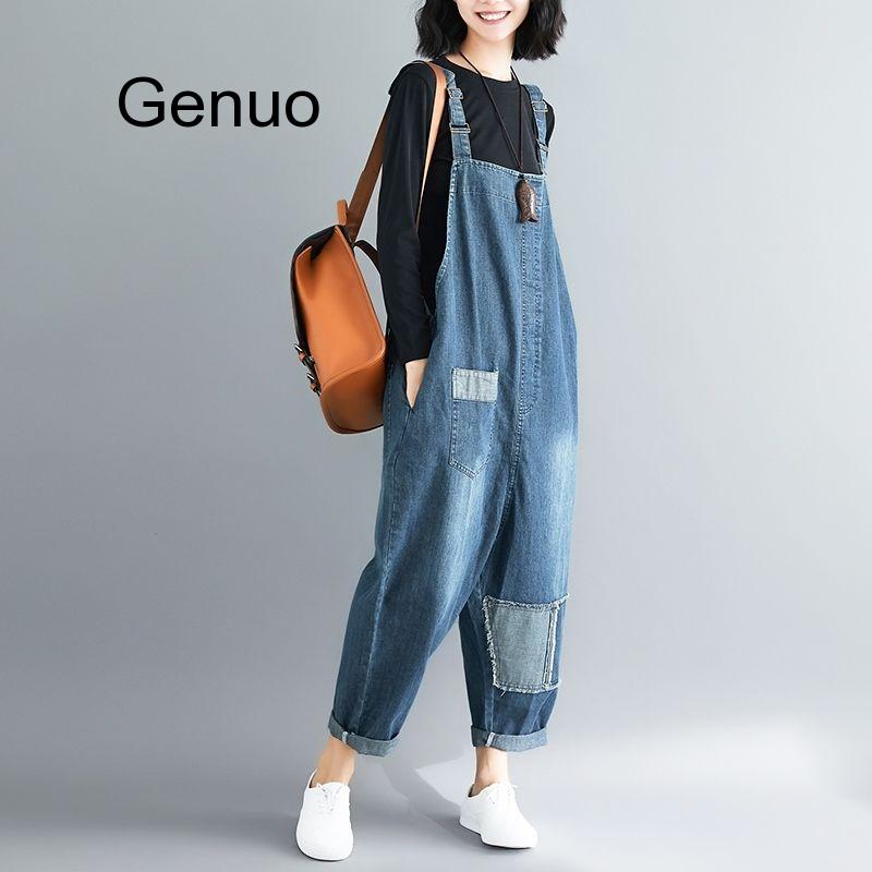 Women Clothing Denim Fabric Patch Rompers Spring/autumn Overalls Women Jumpsuits Suspenders Jeans Women Overalls Female Rompers 2