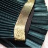Qooth Winter Ladies Elegant Pleated Skirt Elastic Waist