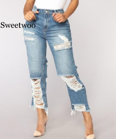 Distressed Ripped Denims For Girls Excessive Waisted