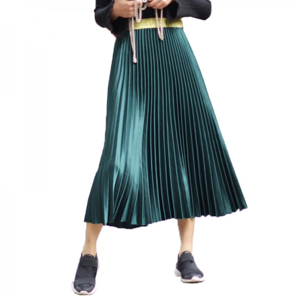 Spring Autumn Elegant Pleated Skirt Women Elastic High Waist Women Long Skirt Female Winter Ladies High Quality Midi Skirts Saia 1 Autumn Elegant Pleated Skirt Girls Elastic Excessive Waist