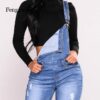Girls's Overalls Excessive Waist Ripped Denims Lady Jumpsuits