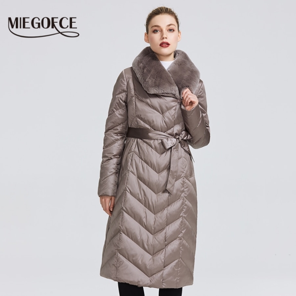 MIEGOFCE 2020 New Collection Women's Jacket With Rabbit Collar Women Winter Coat Unusual Colors That a Windproof Winter Parka Girls's Jacket With Rabbit Collar Girls Winte