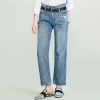 Girls’s Retro Washed Previous Straight Denim Lengthy