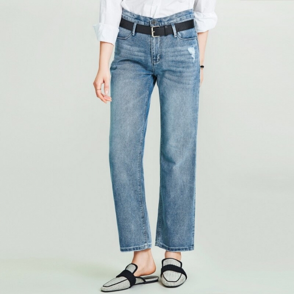 HAVVA 2020 New Women’s Retro Washed Old Straight Denim Long Jeans Female Loose Slim Denim Pants K4973 Girls’s Retro Washed Previous Straight Denim Lengthy