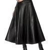 Winter Pu Leather-based Skirt Girls Maxi Lengthy