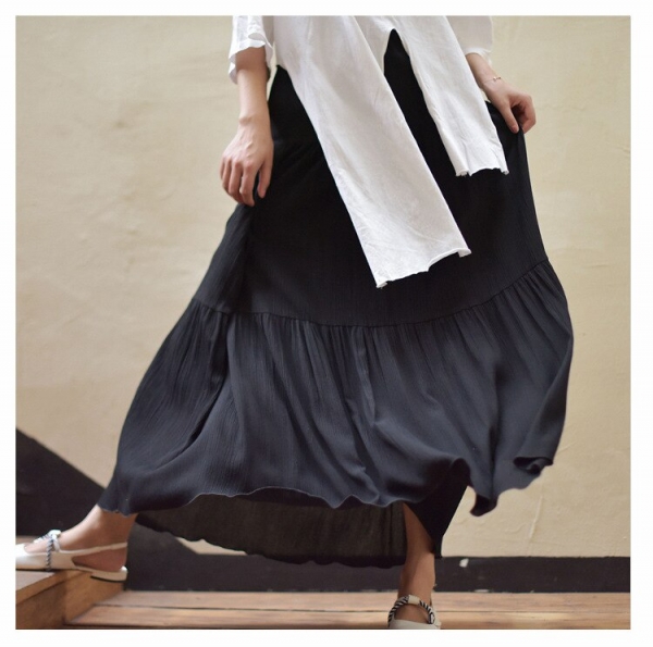 2019 Bohemian Women Stretch High Waist Solid Long Cotton Skirts Womens Boho Maxi Skirt Saia Longa Faldas Women Long Skirt 1 Bohemian Girls Stretch Excessive Waist Stable Lengthy Cotton