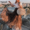 Yojoceli leopard chiffon skirt backside girls lengthy skirt