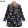 Stay Warm in Style: Autumn Winter Heat Print Coat with Fur Lining for Women