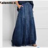 Denim Denims Girls Lengthy Skirt Stretch Classic Unfastened