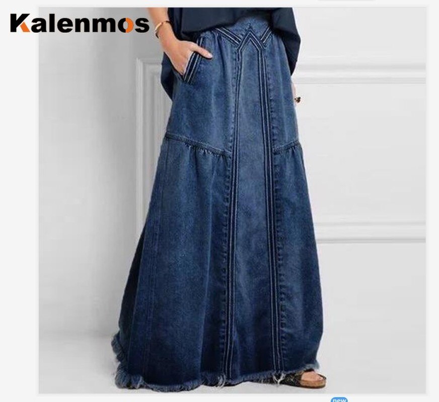 Denim Denims Girls Lengthy Skirt Stretch Classic Unfastened