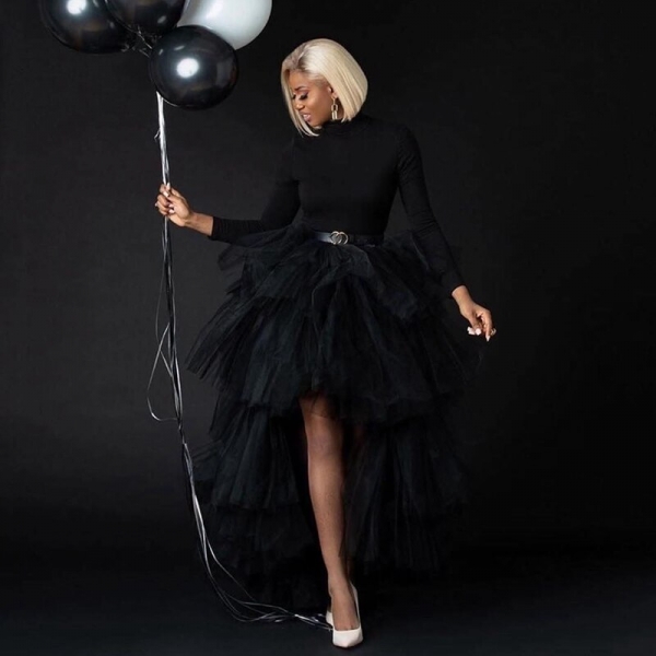 Chic Black Puffy Hi Low Tutu Party Skirt 2020 High Low Tulle Skirt Layered Women Long Skirt for Prom Custom Made 1 Elegant Black Tulle High-Low Skirt โ Perfect for Formal Events and Custom-Made Glamour ๐