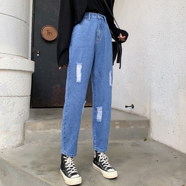 Ripped Mother Denims Excessive Waist Straight Denims For Girls