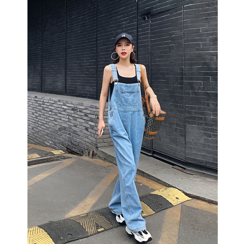 Denim Overall Women’s 2020 New Summer Drape Wide Leg Jeans Korean-Style Loose Mopping Pants Women’s Fashion 2