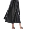 Winter Pu Leather-based Skirt Girls Maxi Lengthy
