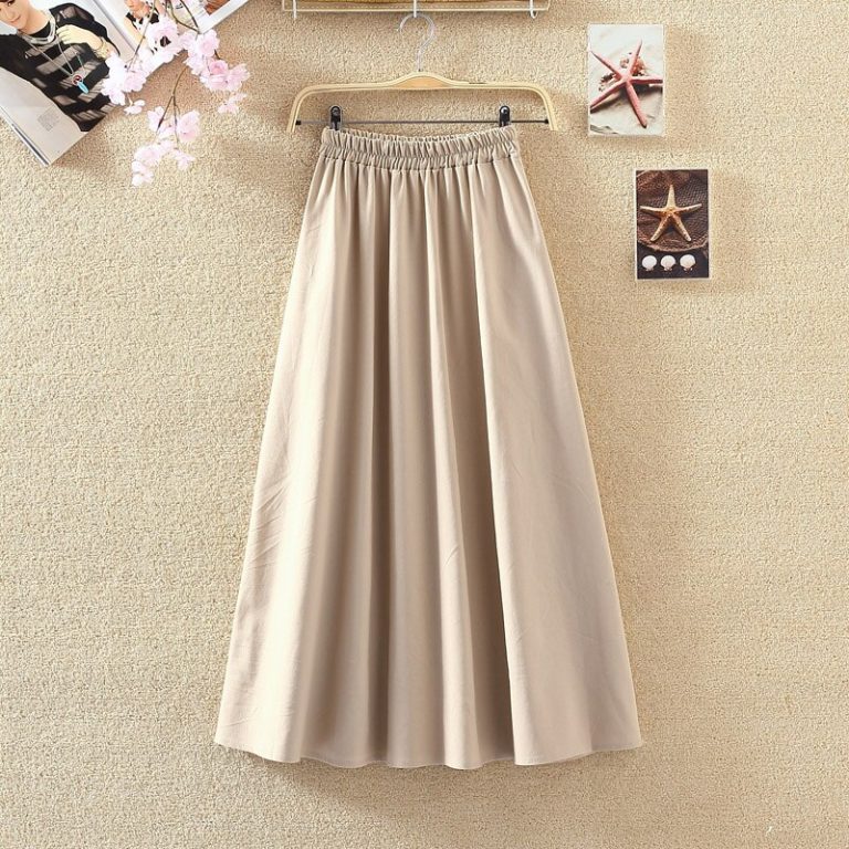 Lengthy Skirts Classic Cotton And Linen Excessive Waist