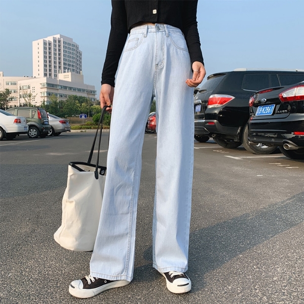 Vogue Spring and Autumn Huge Leg Denims Straight