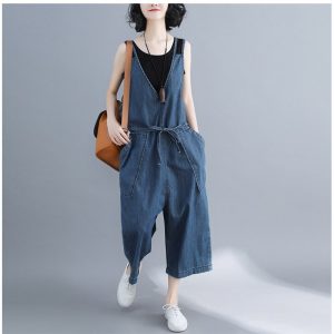 Denim Jumpsuit summer time Women Lengthy Pants rompers