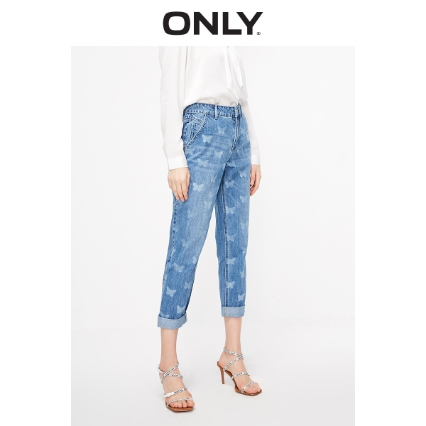 ONLY Women's Loose Straight Fit Low-rise Printed Crop Jeans | 119149572 1 ONLY Girls's Free Straight Match Low-rise Printed