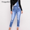 Girls's Overalls Excessive Waist Ripped Denims Lady Jumpsuits
